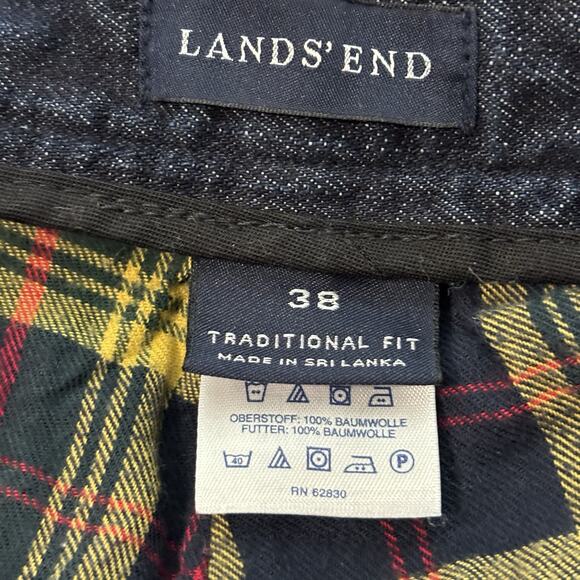 Lands End Traditional Fit Cropped Hipster Flannel Lined Denim Jeans Size 38 x 25 - Picture 3 of 9